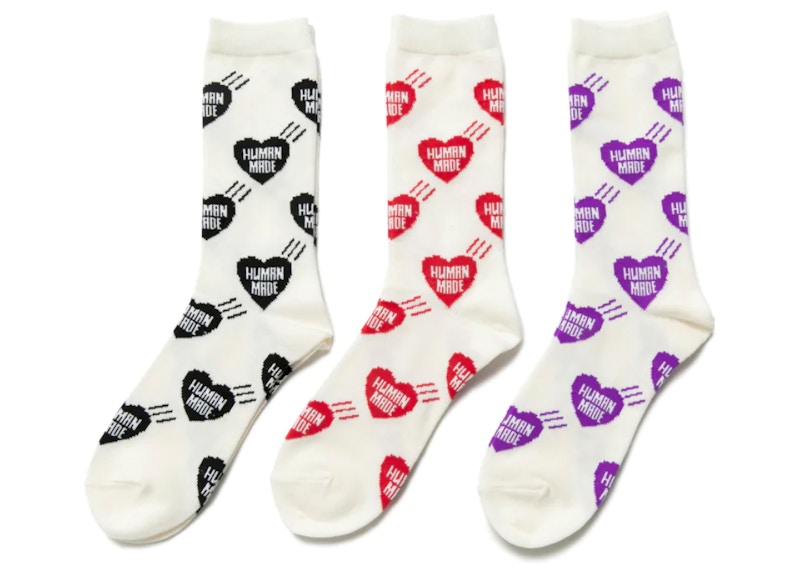 Human Made Heart Pattern Socks (Set of 3) Multi