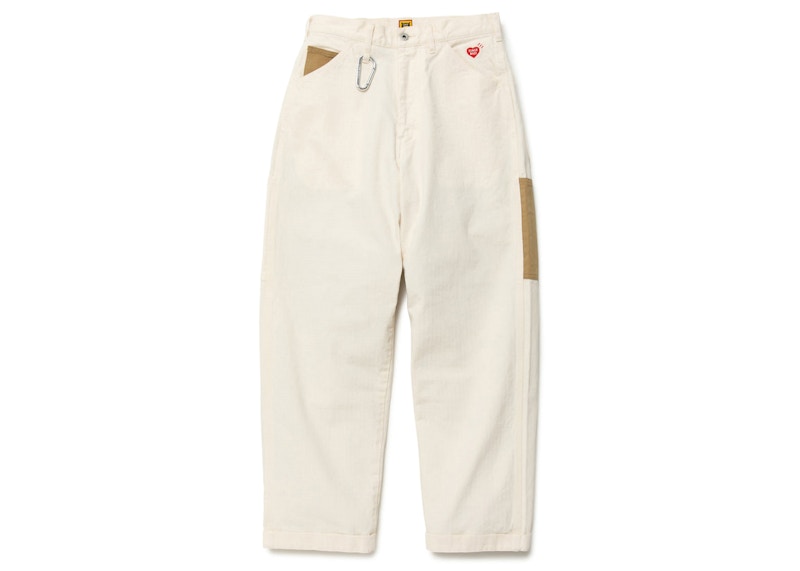 Human Made Herring Bone Painter Pants White