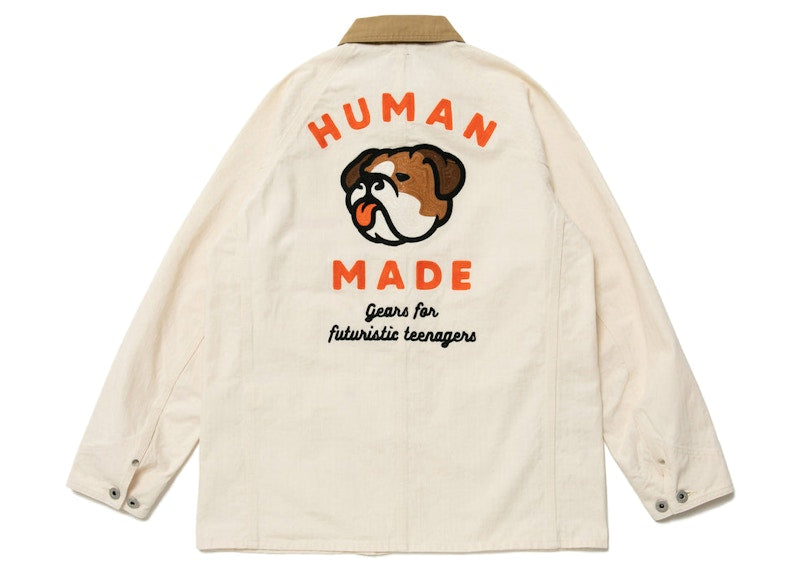 Human Made Herringbone Coverall Jacket White