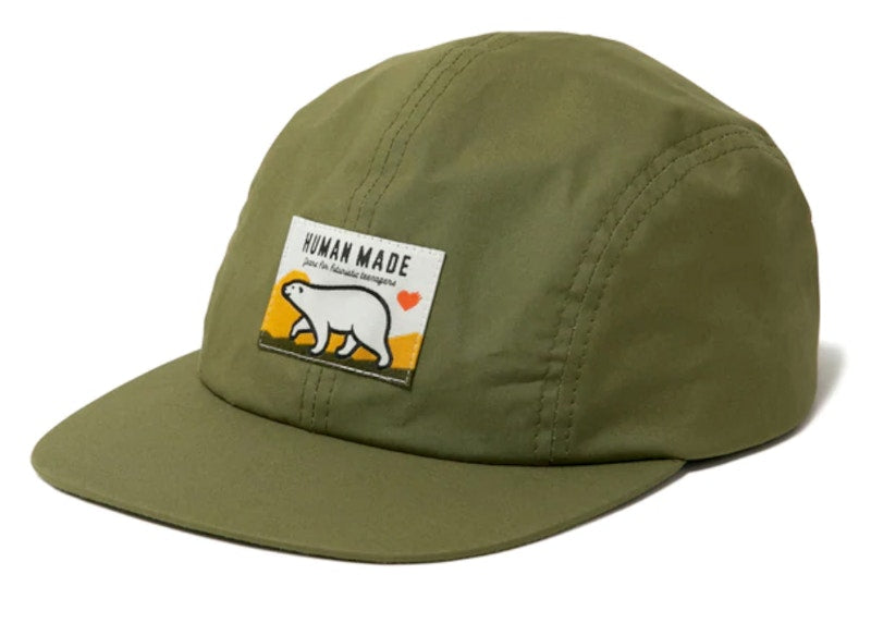 Human Made Polar Bear 4 Panel Sunshield Cap Olive Drab
