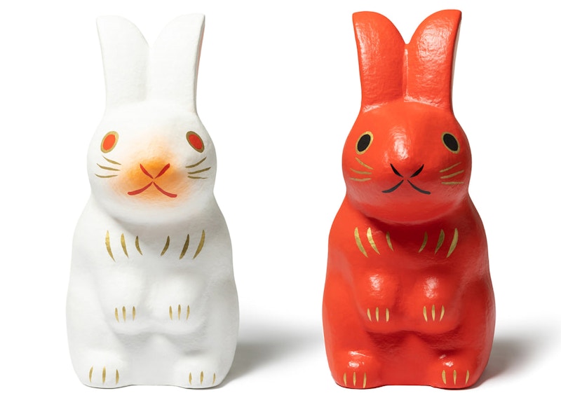 Human Made Rabbit Hariko Large Figure (Set of 2) White Red