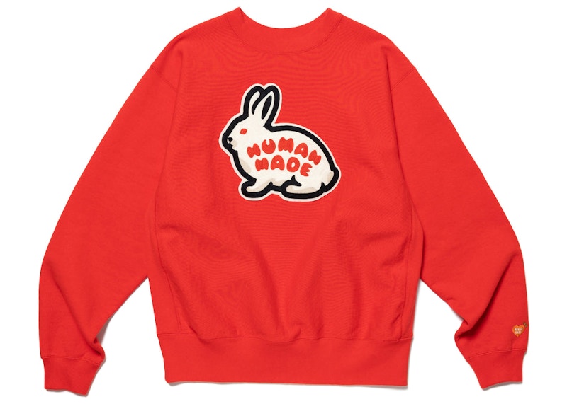 Human Made Rabbit Heavy Weight Crewneck Sweatshirt Red