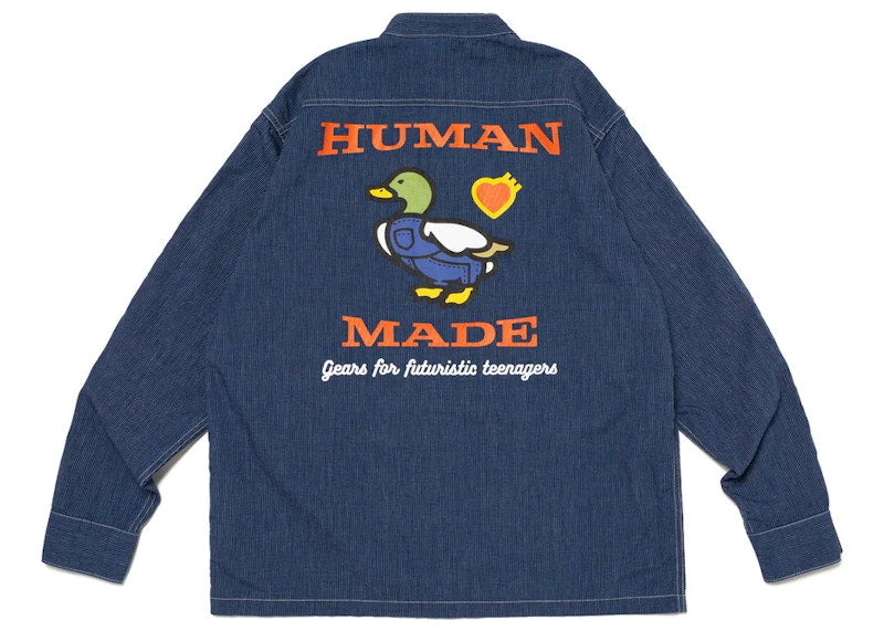 Human Made Stand Collar Chambray #1 L/S T-shirt Navy