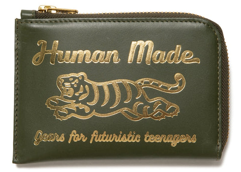 Human Made Tiger Leather Wallet Olive Drab