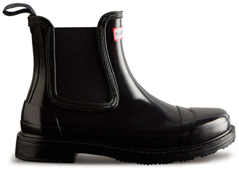 Hunter Commando Chelsea Gloss Rain Boots Black (Women's)