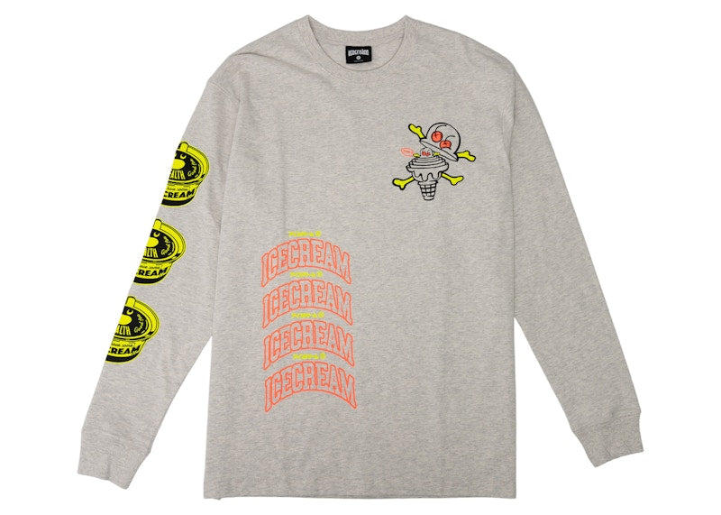Ice Cream Cup Of Cone Long Sleeve Tee White/Heather Grey