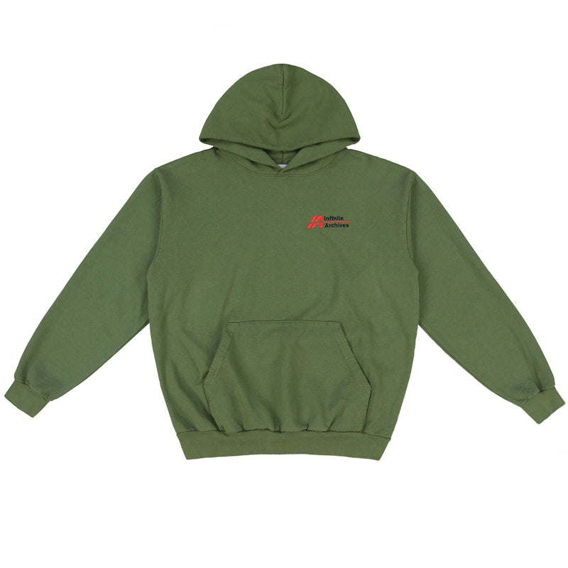 Infinite Archives Logo New World Order Hoodie Olive