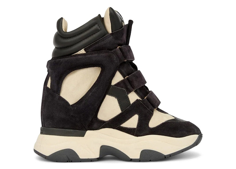 Isabel Marant Balskee High-Top Wedge Sneakers Black Chalk Suede Calfskin Leather (Women's)