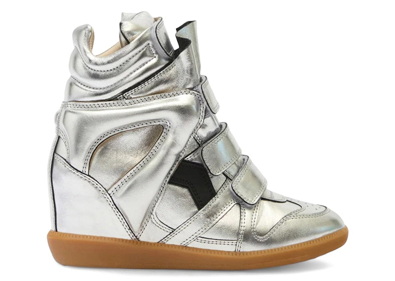 Isabel Marant Bekett Leather Wedge Sneakers Gun Metal (Women's)