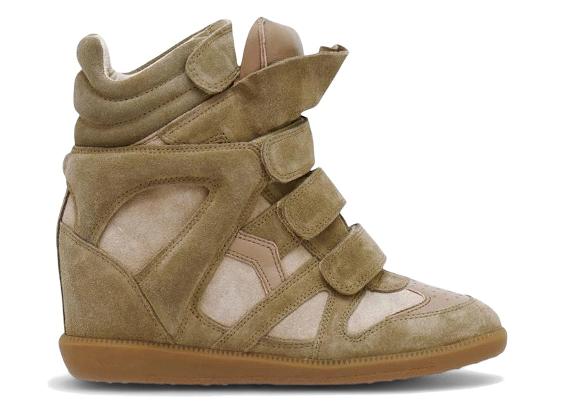 Isabel Marant Bekett Leather Wedge Sneakers Taupe (Women's)