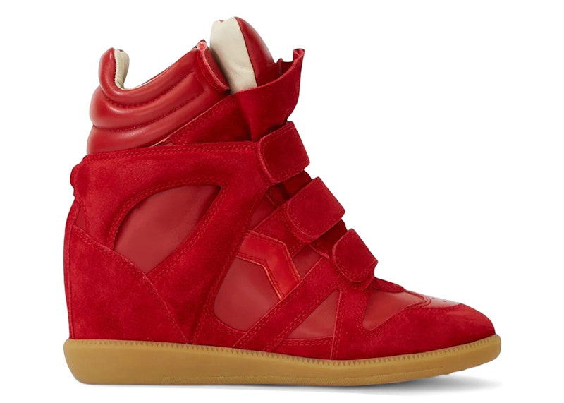 Isabel Marant Bekett Suede Calfskin Leather Wedge Sneakers Red (Women's)