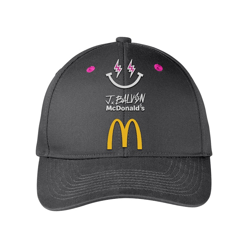 J Balvin x McDonald's Logo Baseball Hat 1 Black