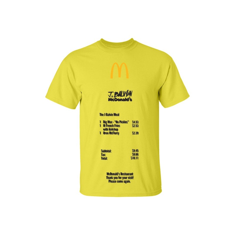 J Balvin x McDonald's Receipt Tee Yellow