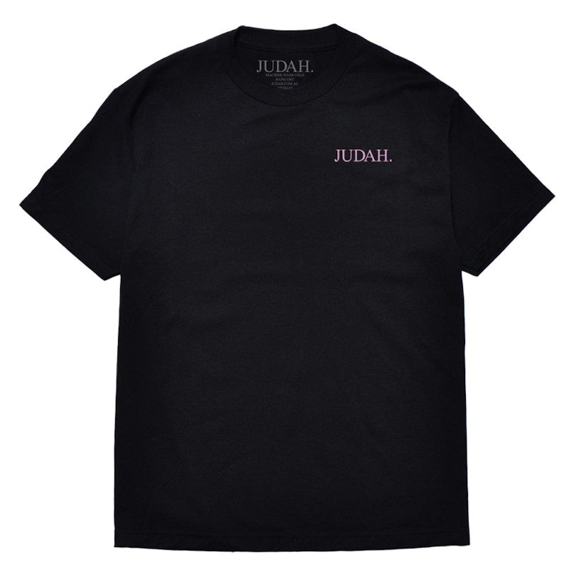 JUDAH. OG Embroidered T-shirt Black/Pink