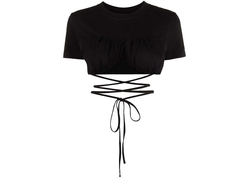 Jacquemus Wraparound Cropped T-Shirt Black