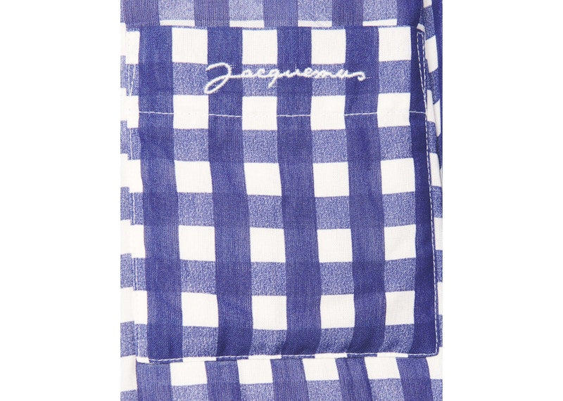 Jacquemus La Chemise Boulanger Checked Puffed Overshirt Navy Checks