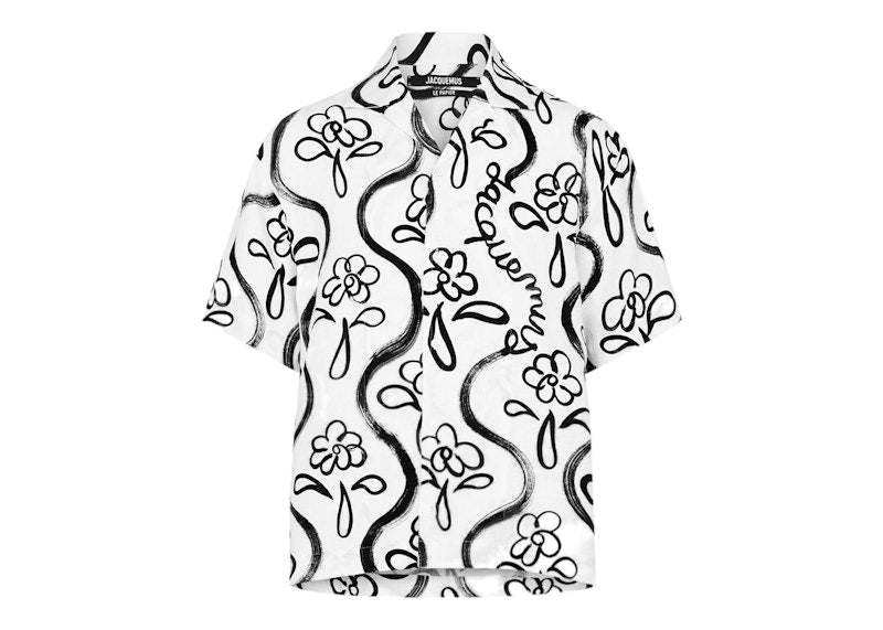 Jacquemus La Chemise Jean Floral Print Shirt White/Black
