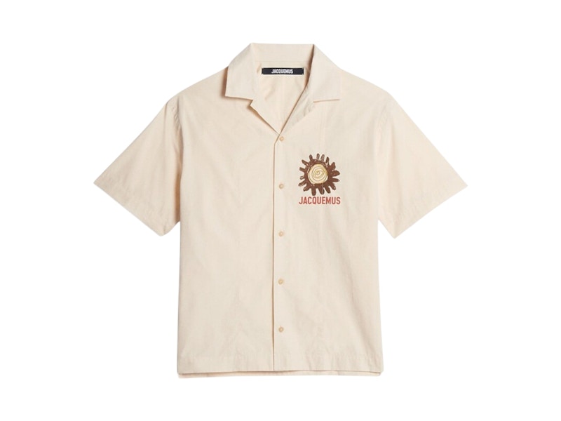 Jacquemus La Chemise Jean White Pink Flower Shirt Beige