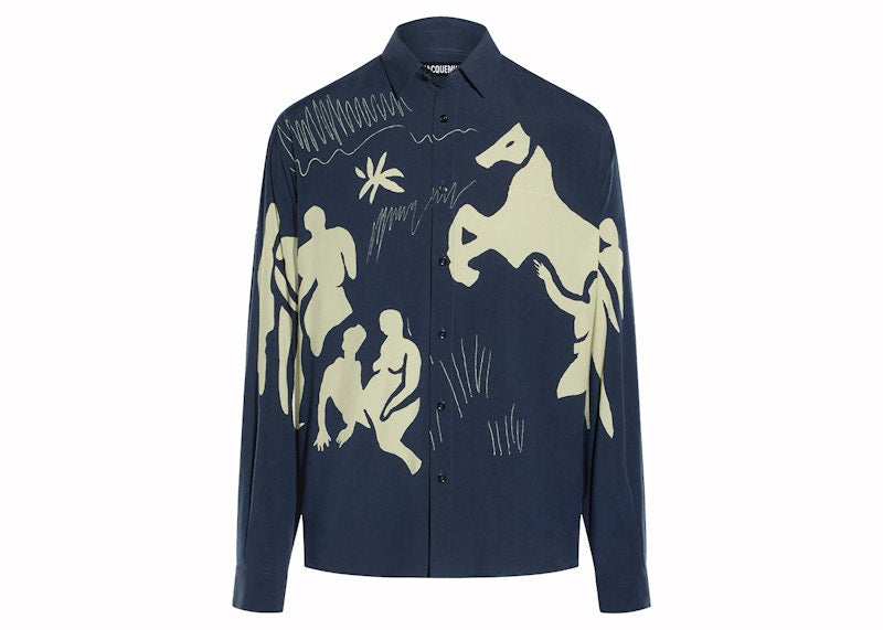 Jacquemus La Chemise Simon Print Horse Scene Navy