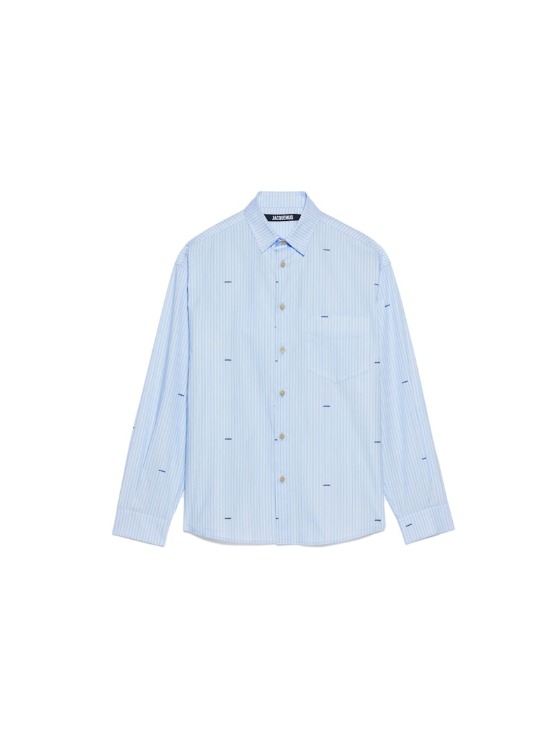 Jacquemus La Chemise Simon Shirt Print Blue Stripe Logo