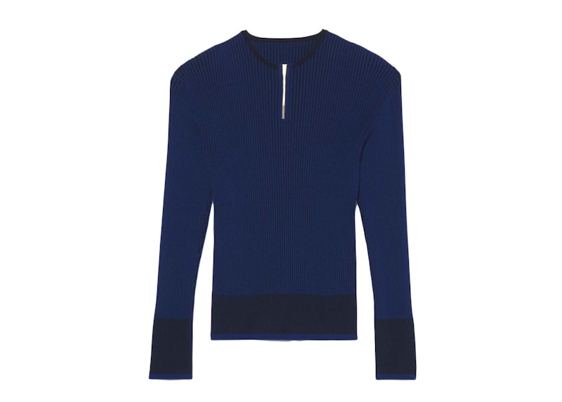 Jacquemus La Maille Giallo Zipped Scuba Knit Sweater Dark Navy