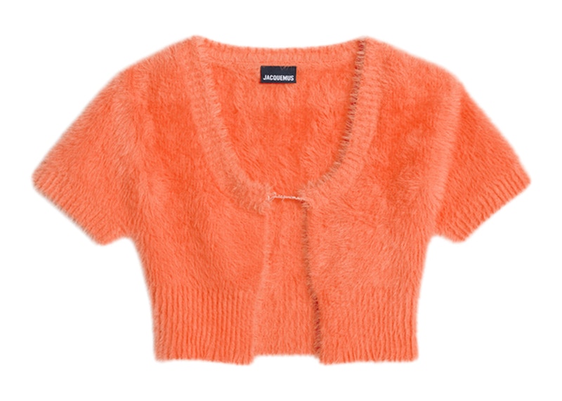 Jacquemus La Maille Neve Fluffy Charm Logo Cardigan Orange