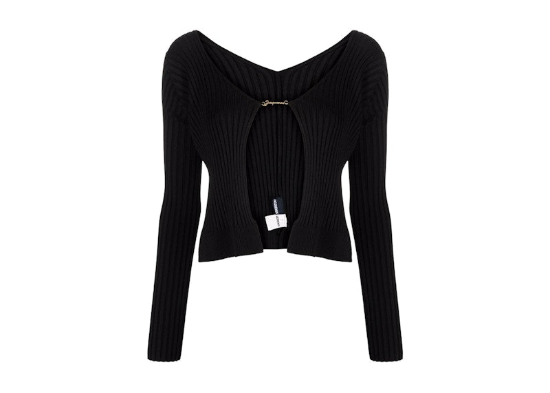 Jacquemus La Maille Pralu Longue Seamless Charm Logo Cardigan Black