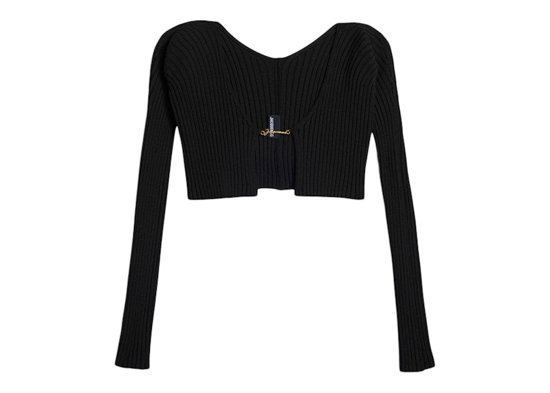 Jacquemus La Maille Pralu Micro Charm Logo Cardigan Black