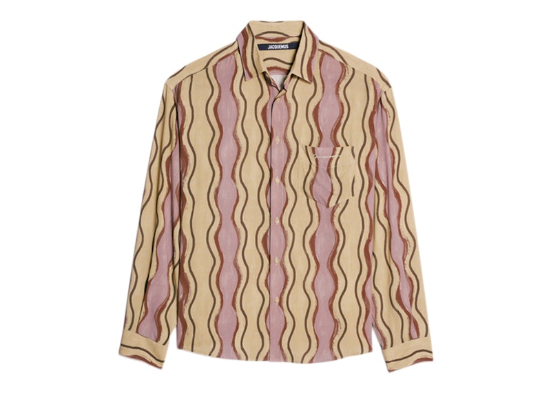Jacquemus La Chemise Simon Desert Waves Shirt Print Brown Waves Stripe