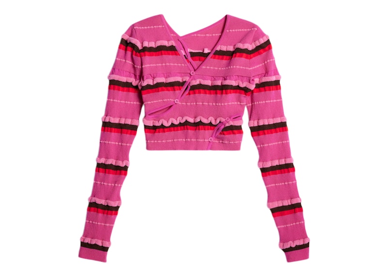 Jacquemus Le Cardigan Tordu Asymmetric Cropped Cardigan Dark Pink