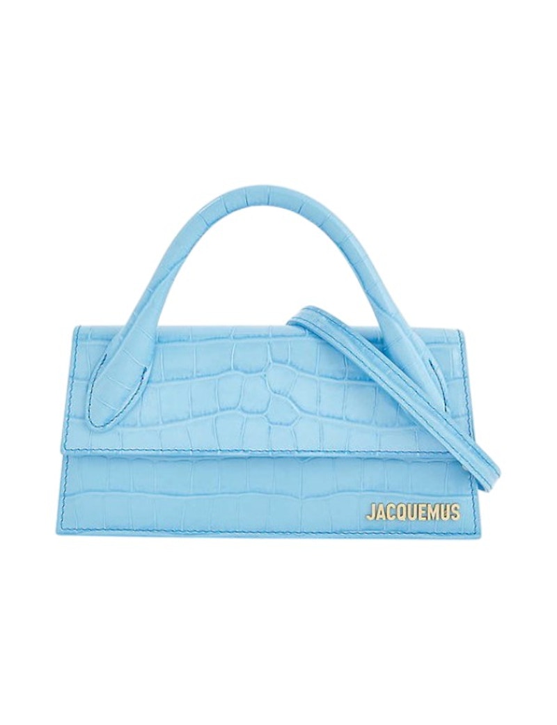 Jacquemus Le Chiquito Long Croc Embossed Light Blue