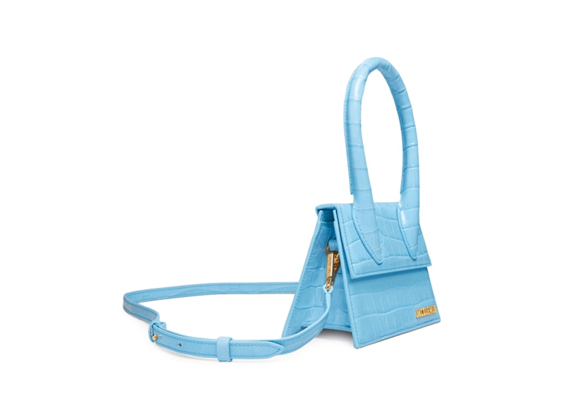 Jacquemus Le Chiquito Moyen Signature Handbag Croco Embossed Gradient Blue