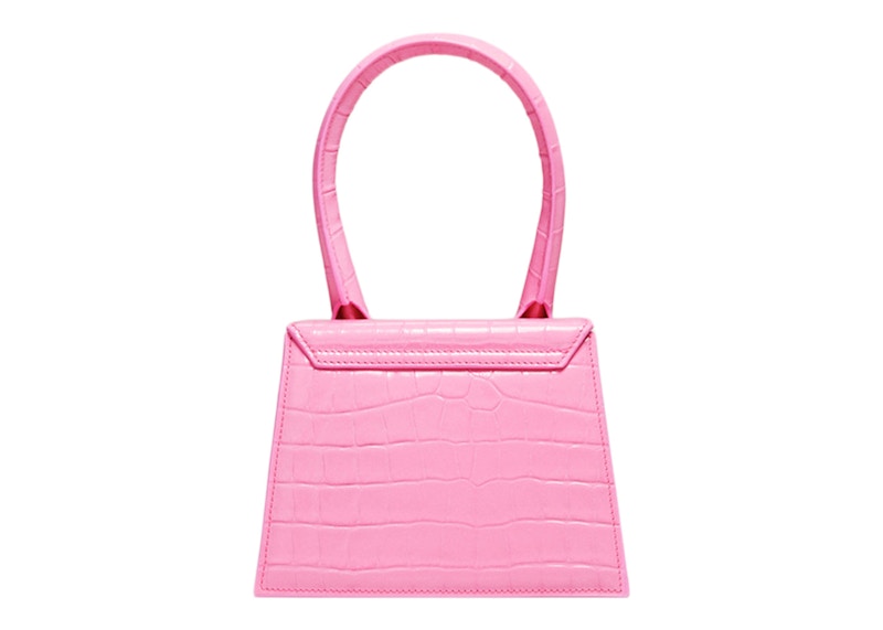 Jacquemus Le Chiquito Moyen Signature Handbag Croco Embossed Pink