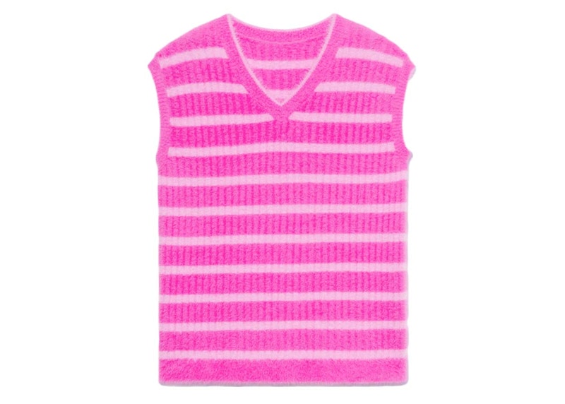 Jacquemus Le Gilet Neve Fluffy Striped Pullover Vest Multi Pink