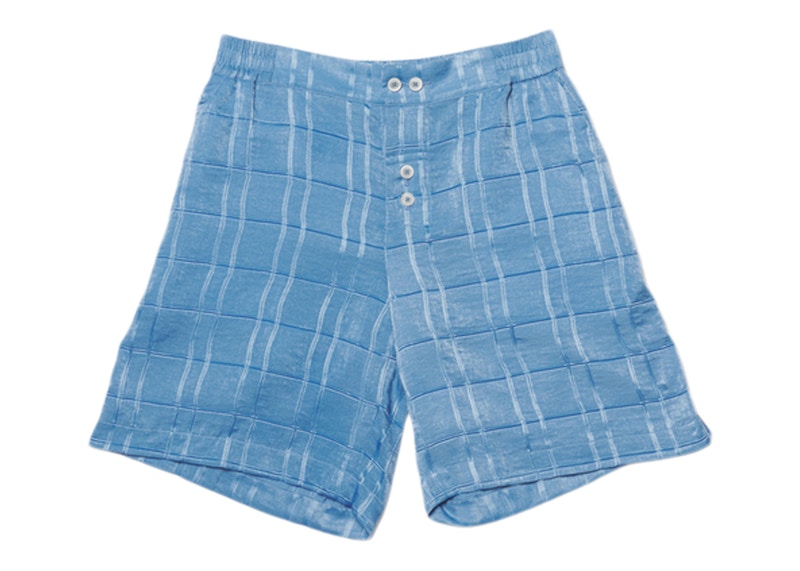 Jacquemus Le Short Calecon Silky Check Elasticated Shorts Blue Squares 1
