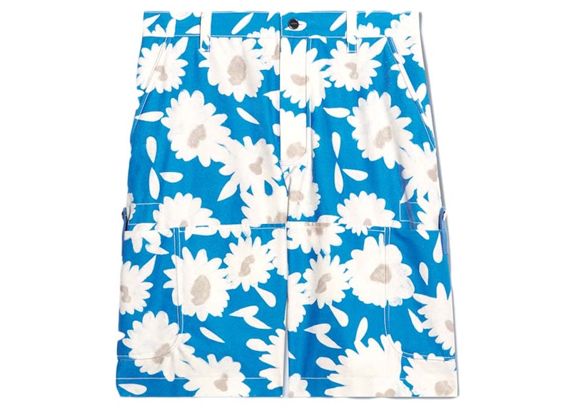Jacquemus Le Short Giardino Workwear Bermuda Shorts Print White/Blue Flowers
