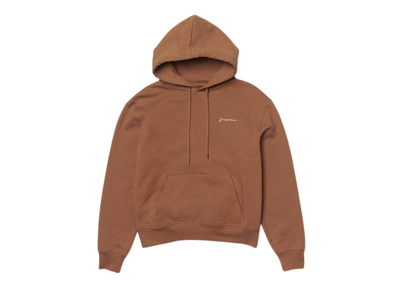 Jacquemus Le Sweatshirt Brode Embroidered Logo Regular Fit Hoodie Brown