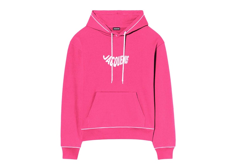 Jacquemus Le Sweatshirt Vague Print Wave Logo Hoodie Pink