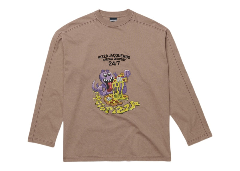 Jacquemus Le T-Shirt Octopizza Oversized Longsleeve T-Shirt Print Octopizza Brown