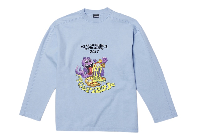 Jacquemus Le T-Shirt Octopizza Oversized Longsleeve T-Shirt Print Octopizza Light Blue
