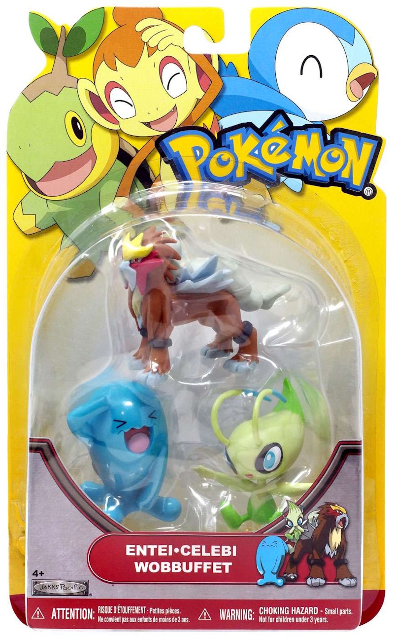 Jakks Pacific Pokemon Series 19 Entei, Celebi & Wobbuffet Figure (Set of 3)