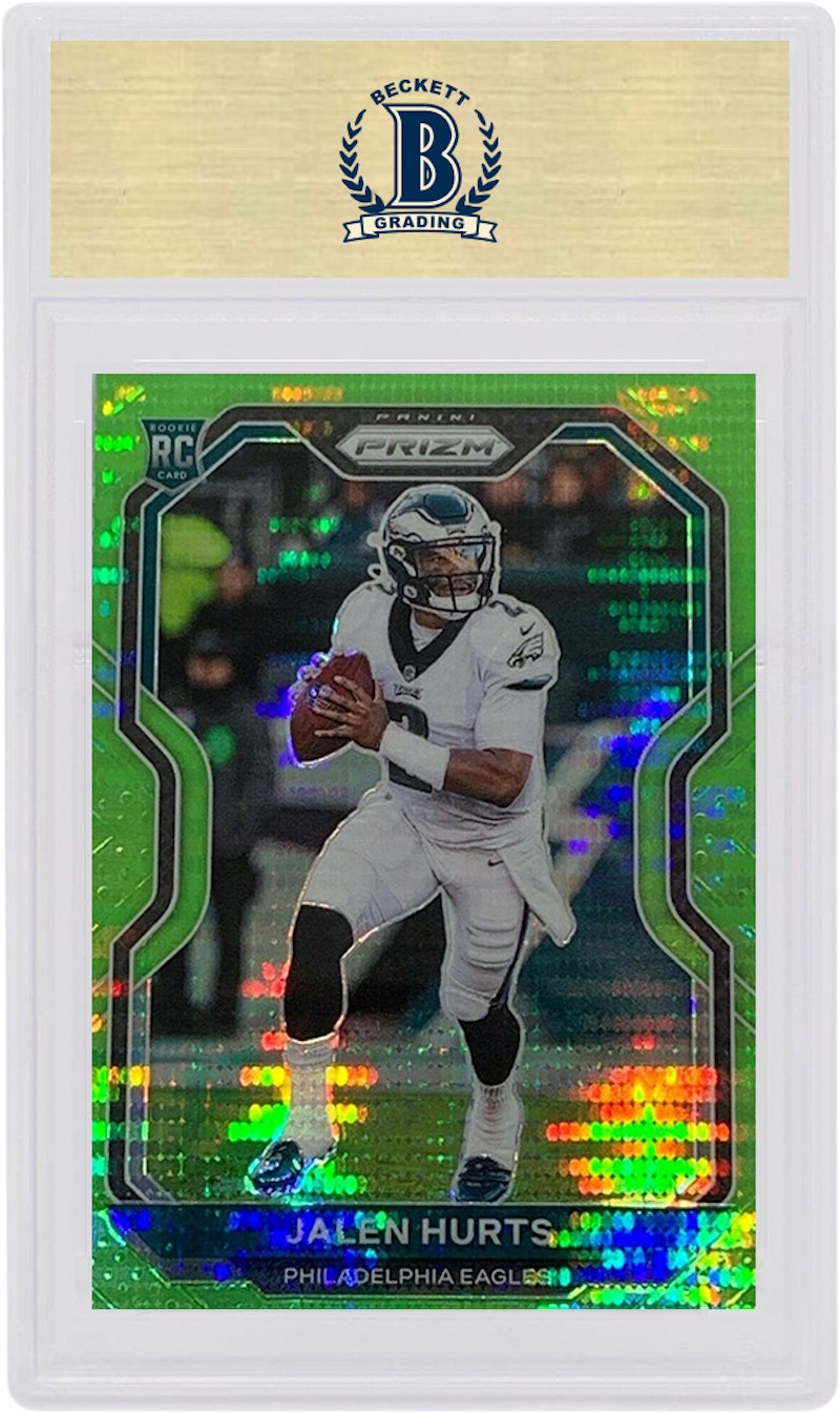 Jalen Hurts 2020 Panini Prizm Rookie Neon Gren Pulsar #343 (PSA or BGS Graded)