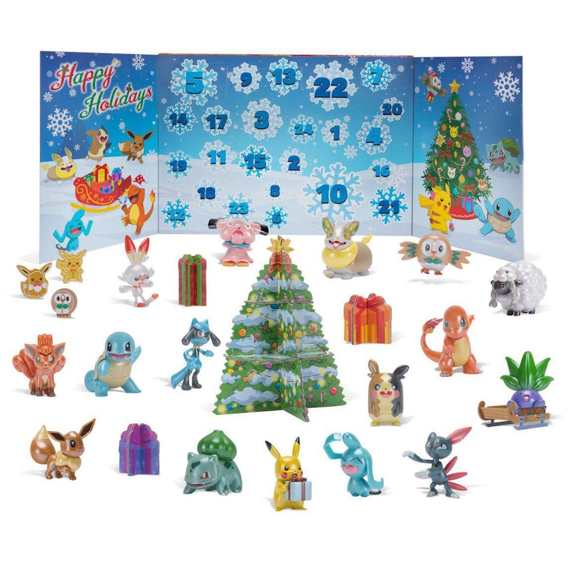 Jazwares Pokemon 2021 Holiday 16 Battle Figures with Special Finish & 8 Accessories Advent Calendar Figure