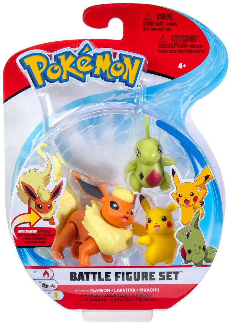 Jazwares Pokemon Battle Figure Flareon, Larvitar & Pikachu Mini Figure (Set of 3)
