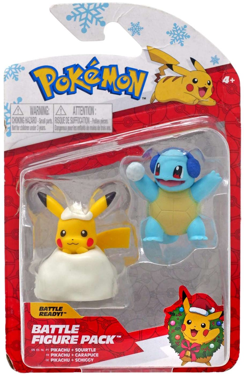 Jazwares Pokemon Battle Figure Pikachu & Squirtle Holiday Mini Figure (Set of 2)