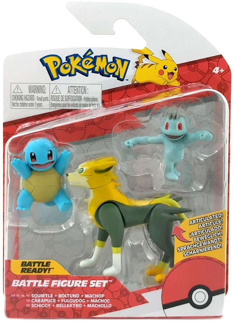Jazwares Pokemon Battle Figure Squirtle, Boltund & Machop Mini Figure (Set of 3)