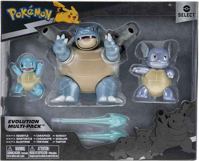Jazwares Pokemon Select Squirtle, Wartortle & Blastoise Evolution Figure (Set of 3)