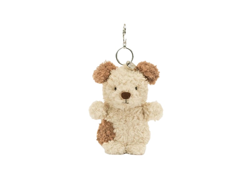 Jellycat Little Pup Bag Charm Nougat Chocolate