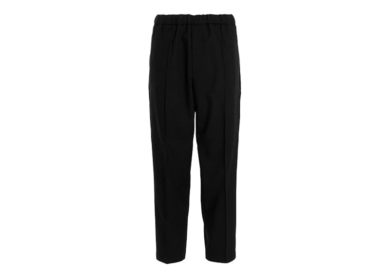 Jil Sander Elastic Drawstring Waist Gabardine Trousers Black