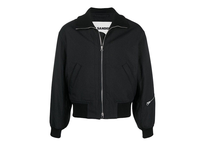 Jil Sander High Neck Zip-up Bomber Jacket Black